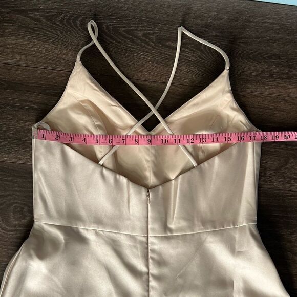 Alfred Sung V-Neck Full Skirt Satin Maxi Dress in Palomino. Size 16. NWT! - Picture 13 of 16